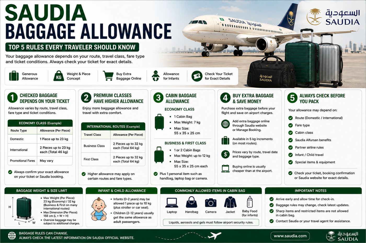 Saudia Baggage Allowance
