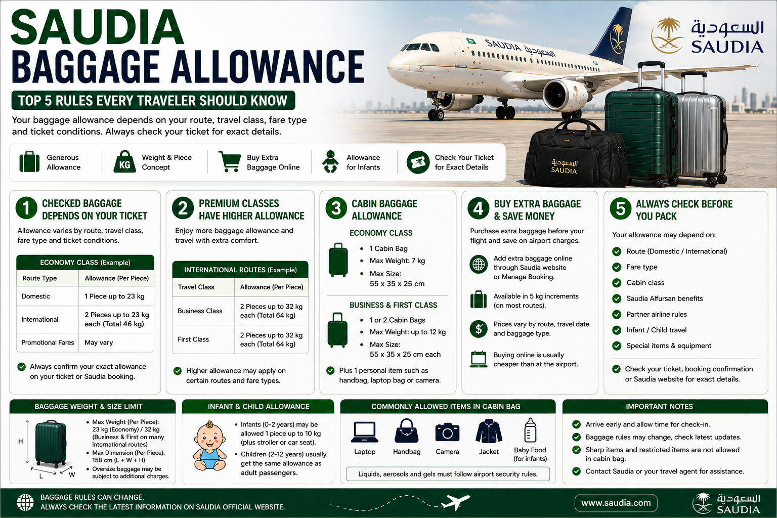 Saudia Baggage Allowance